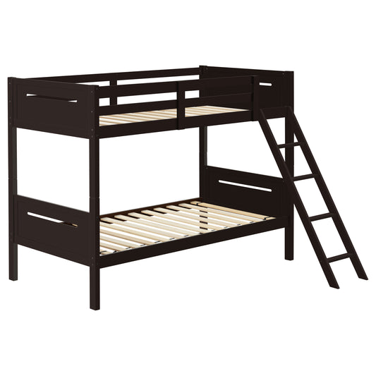 Littleton Wood Twin Over Twin Bunk Bed Espresso