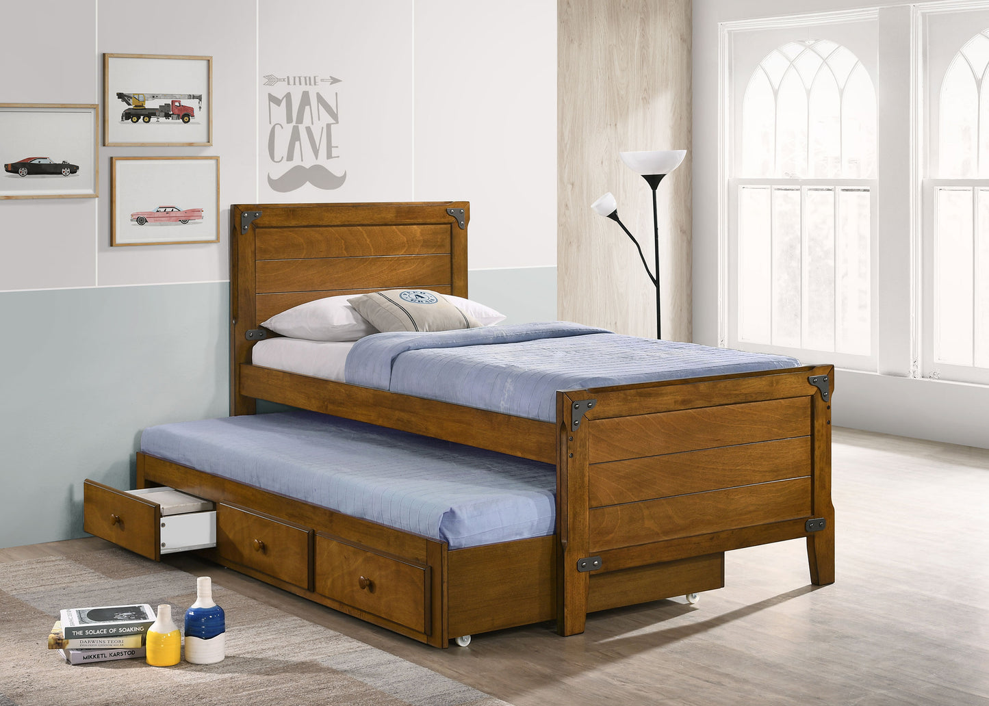 Granger Wood Twin Storage Captains Bed Rustic Honey