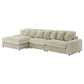 Blaine Upholstered Reversible Sectional Sofa Set with Amrless Chair Sand