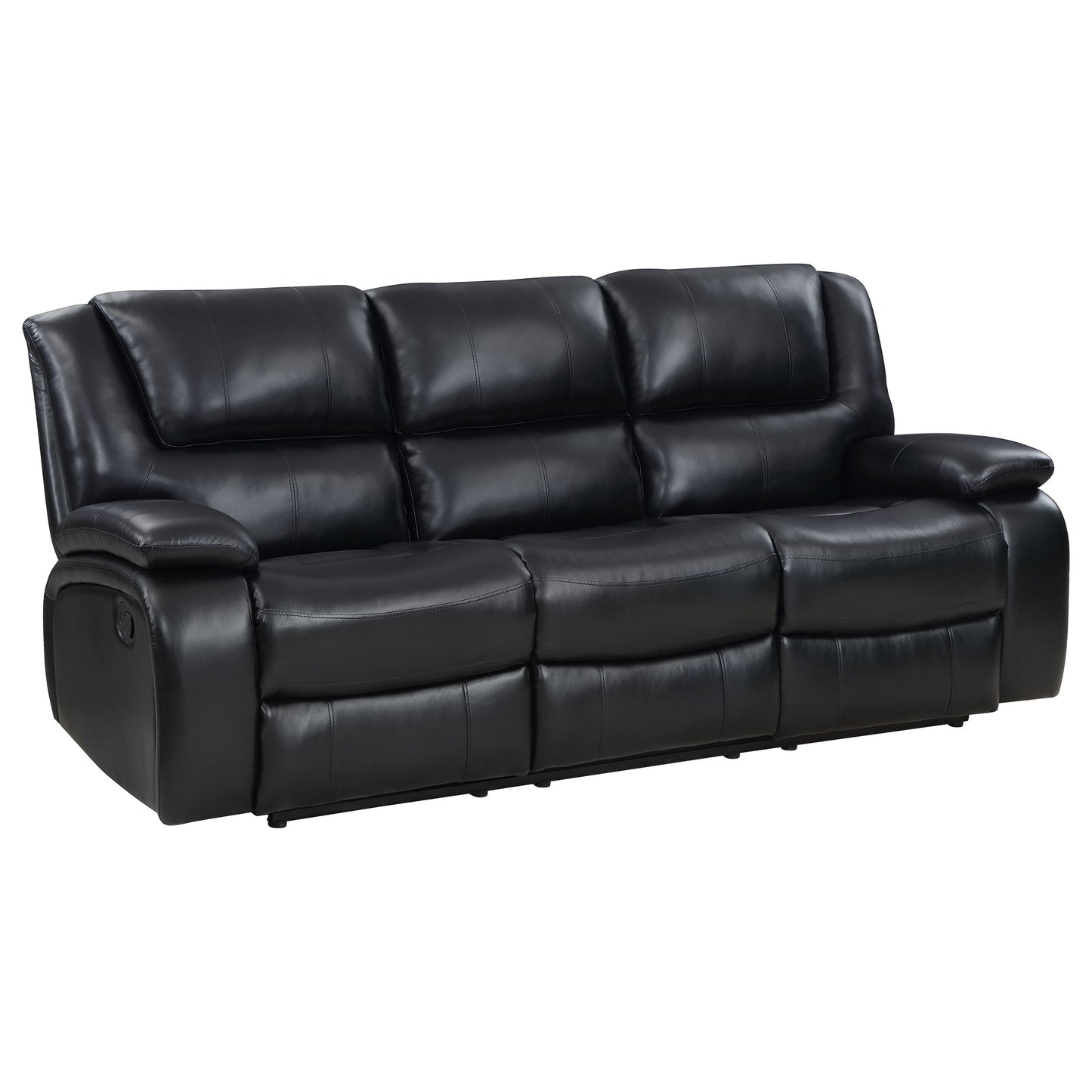 Camila 2-piece Upholstered Motion Reclining Sofa Set Black