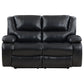 Camila 2-piece Upholstered Motion Reclining Sofa Set Black