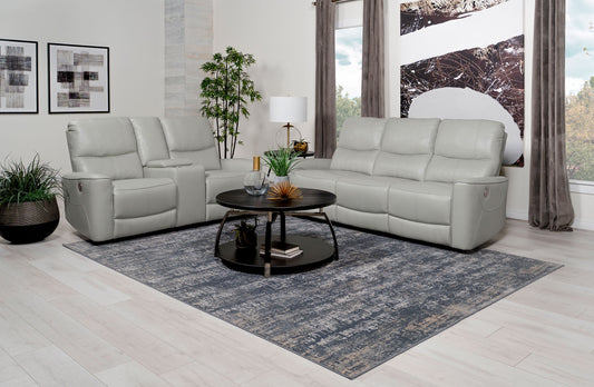 Greenfield 2-piece Upholstered Power Reclining Sofa Set Ivory