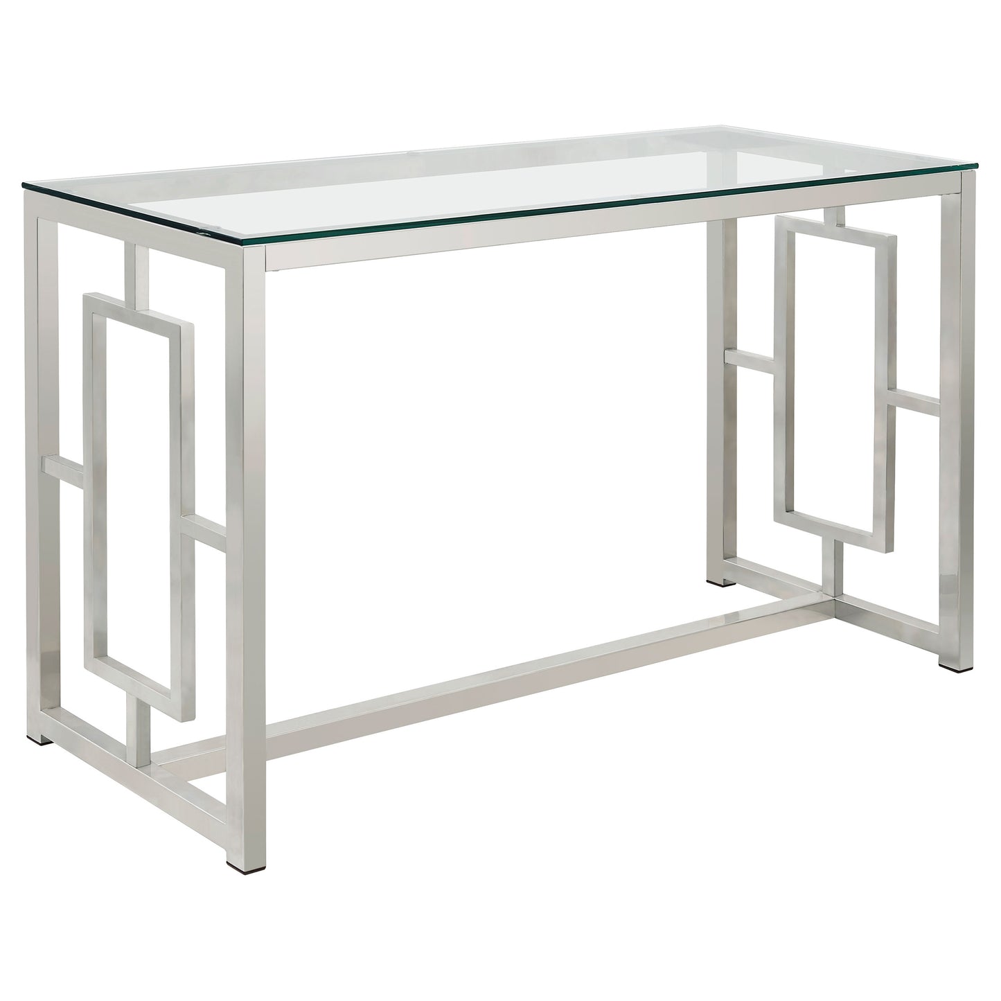 Merced Rectangle Glass Top Sofa Table Nickel
