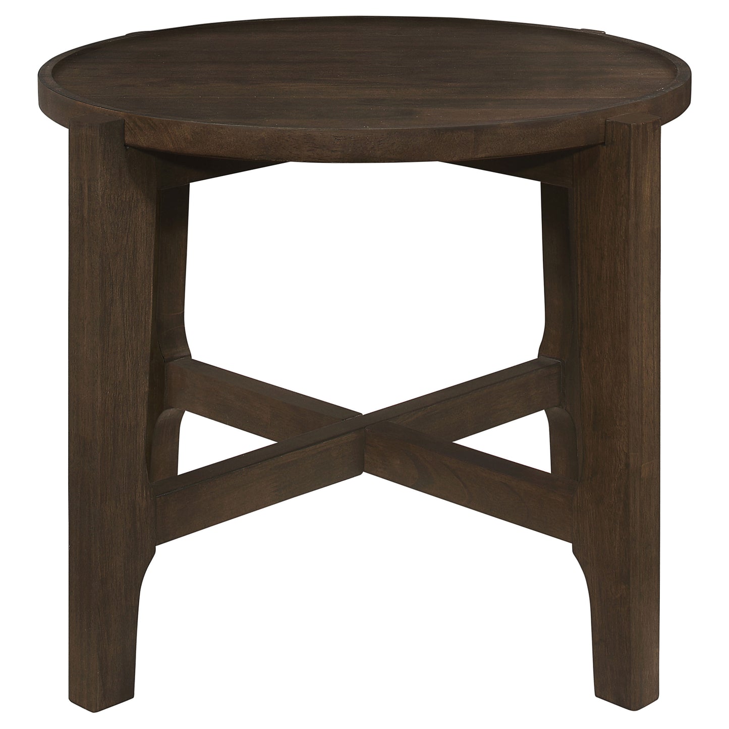 Cota Round Solid Wood End Table Dark Brown