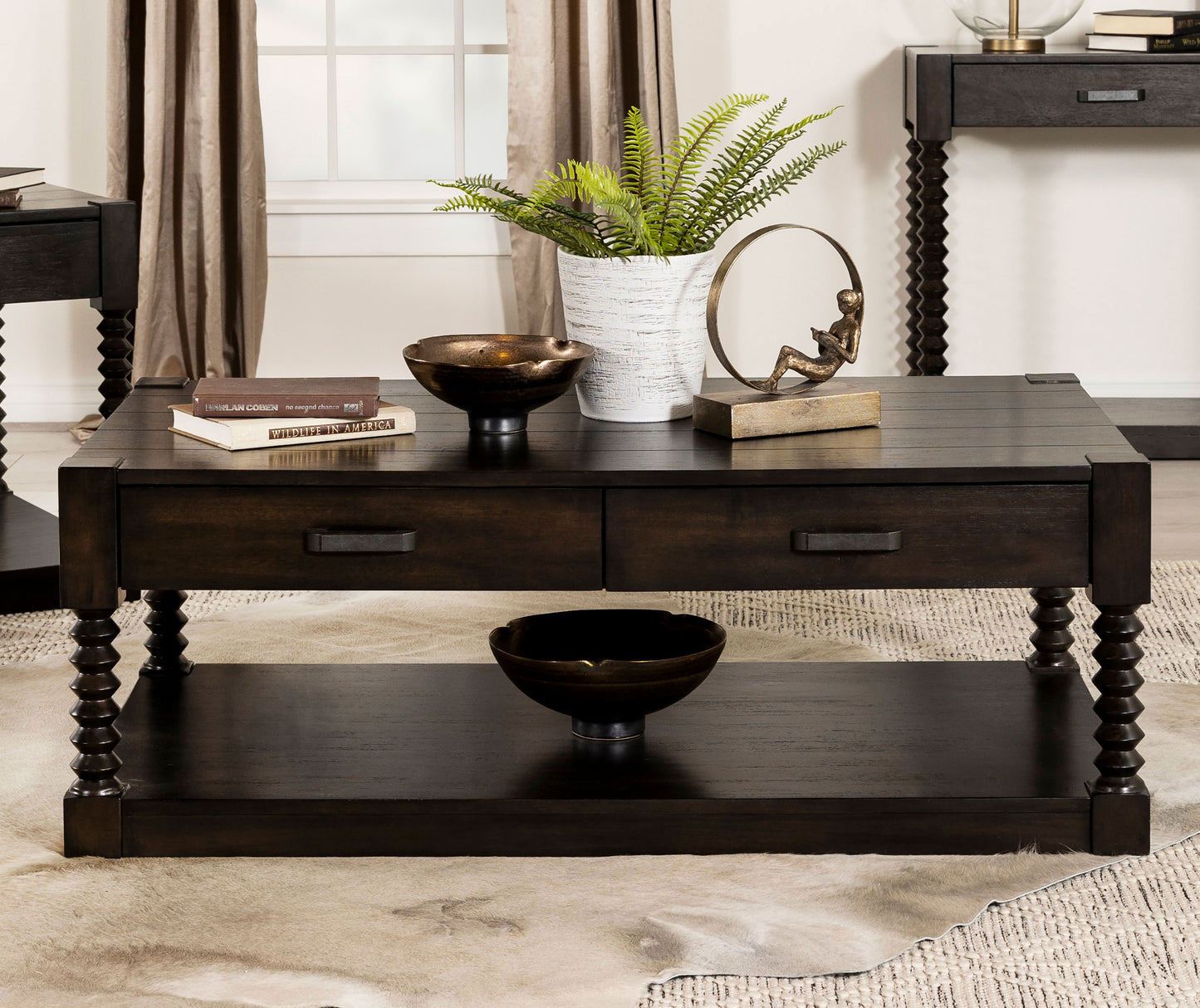 Meredith 2-drawer Coffee Table Coffee Bean