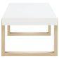 Pala Rectangular Coffee Table White High Gloss and Natural
