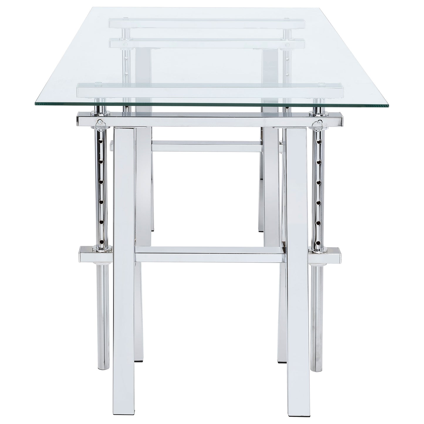 Statham Glass Top Adjustable Writing Desk Clear and Chrome