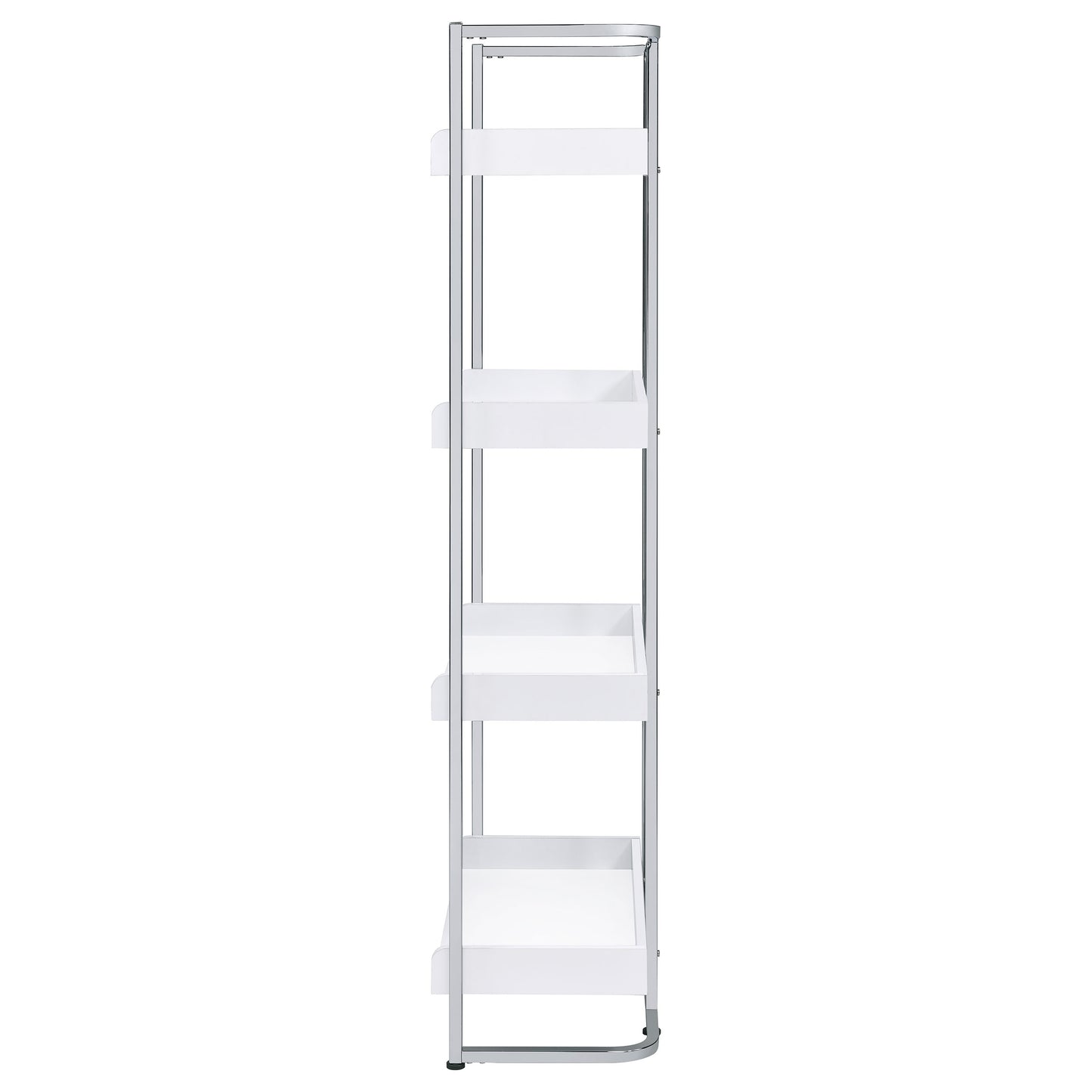 Ember 4-shelf Bookcase White High Gloss and Chrome