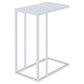 Stella Glass Top Accent Table Chrome and White