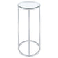 Kyle Oval Glass Top C-Shaped Sofa Side Table Chrome